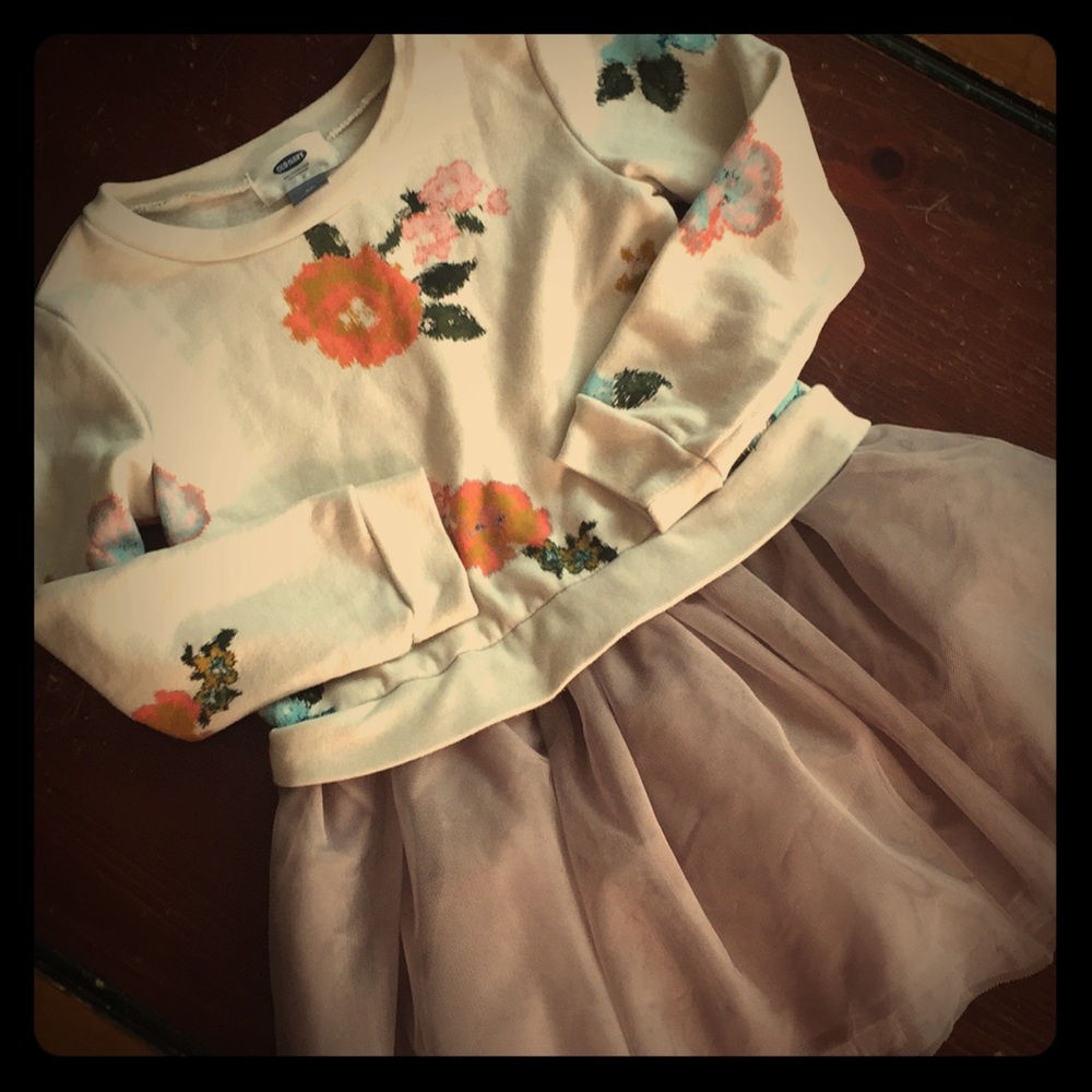 Long sleeve floral/tutu dress - girl size 4